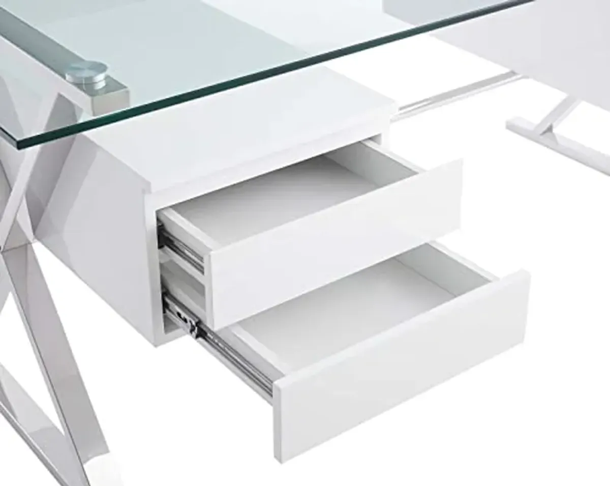 Modway EEI-6226-WHI Sector 71" Glass Top Glass Office Desk, White