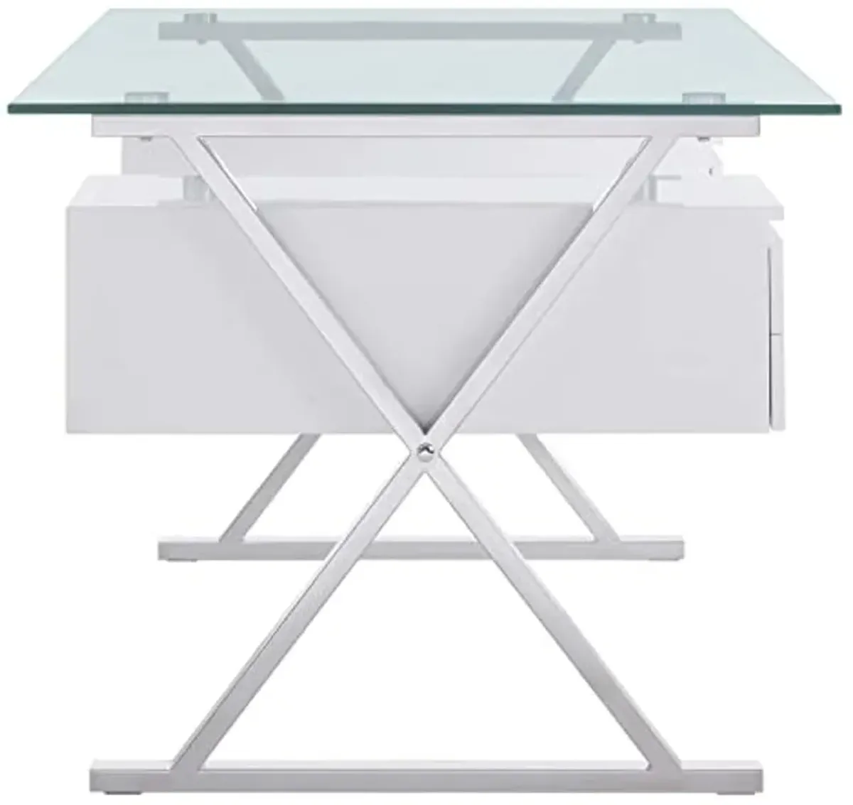 Modway EEI-6226-WHI Sector 71" Glass Top Glass Office Desk, White