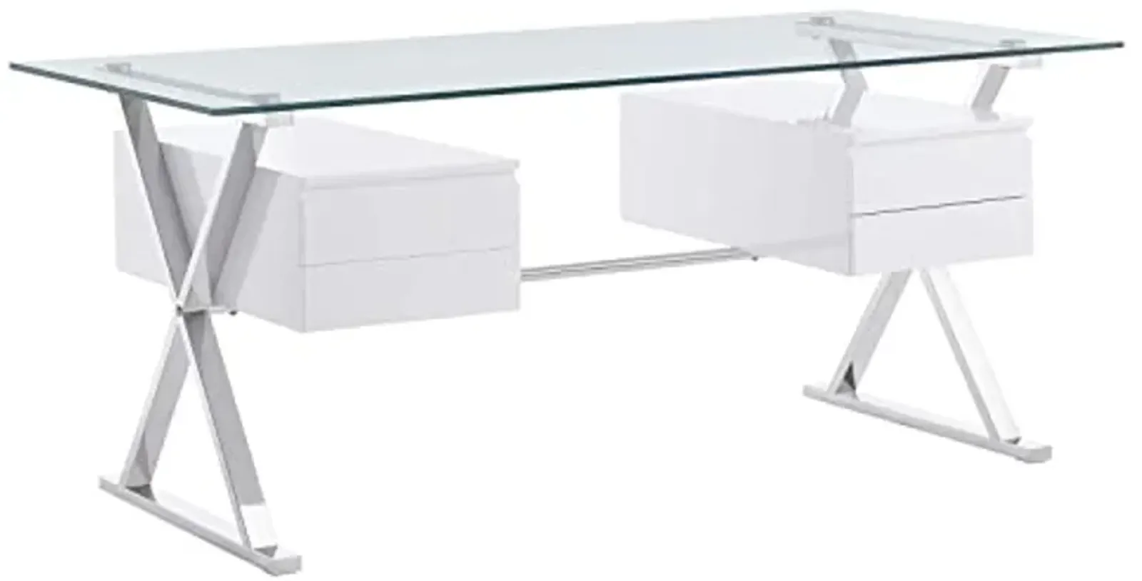 Modway EEI-6226-WHI Sector 71" Glass Top Glass Office Desk, White