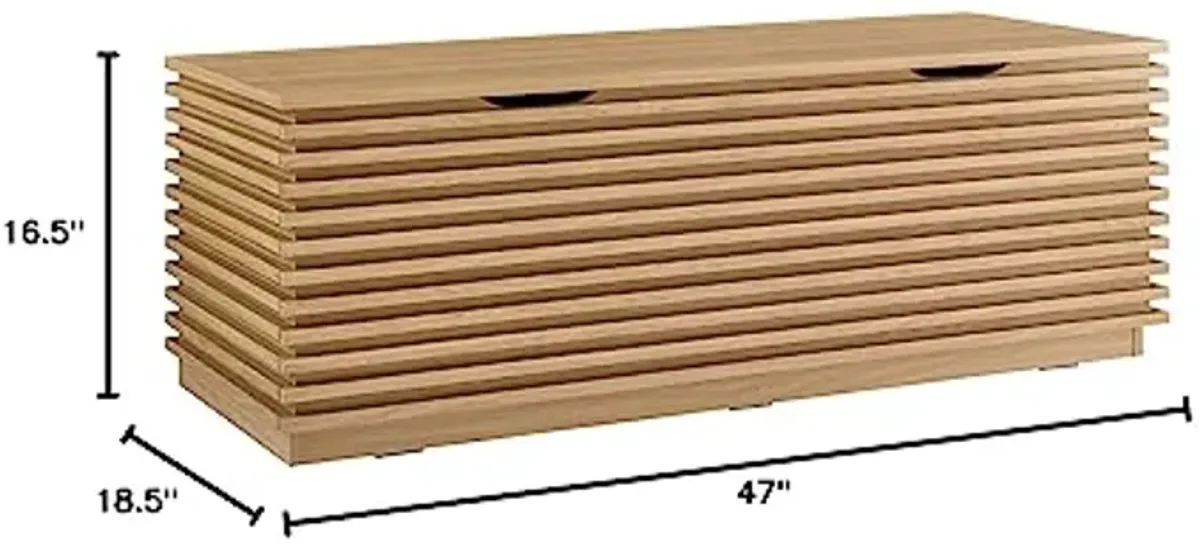 Modway Render 47" Wood Grain Storage Bench in Oak