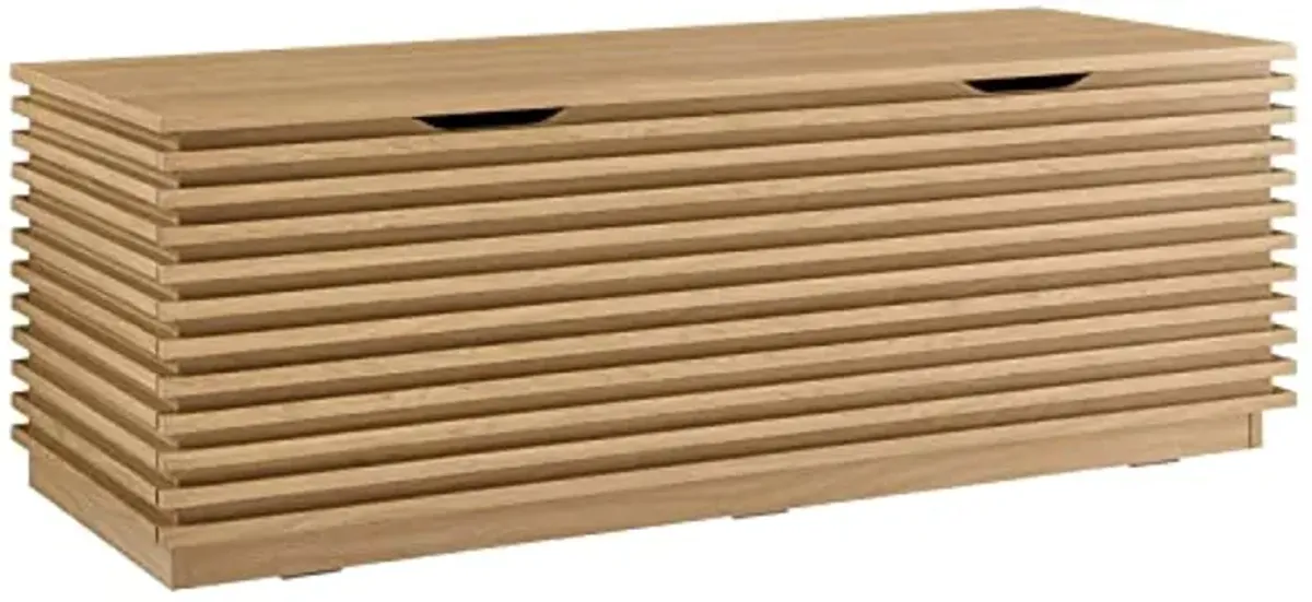 Modway Render 47" Wood Grain Storage Bench in Oak