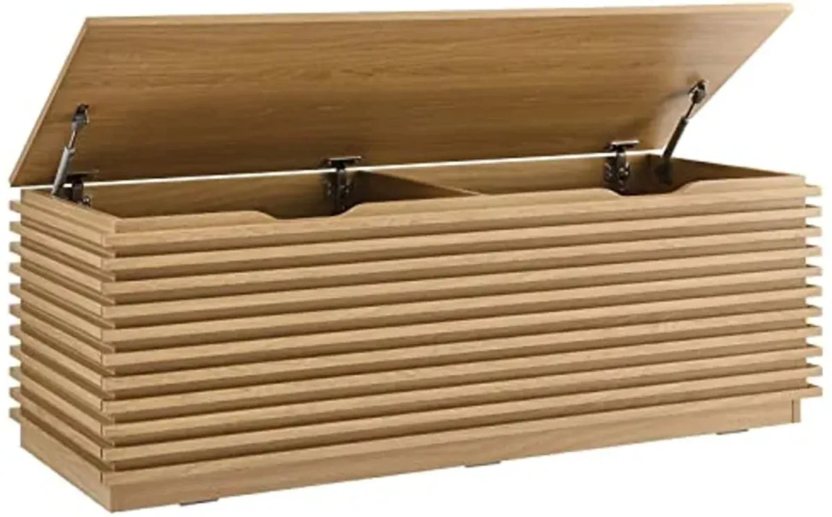 Modway Render 47" Wood Grain Storage Bench in Oak