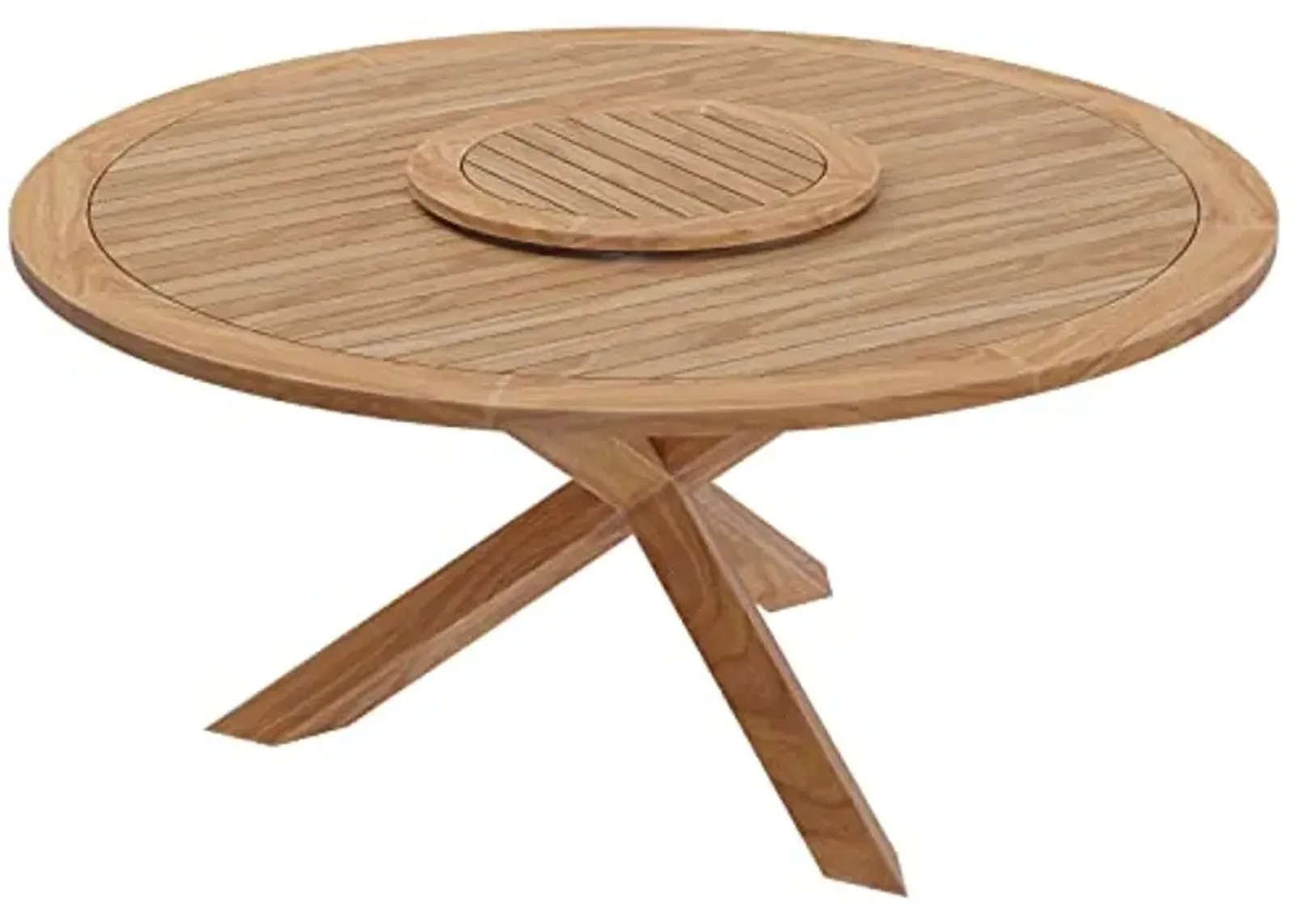 Modway Wellspring Outdoor Patio Round Teak Wood 63" Dining Table in Natural