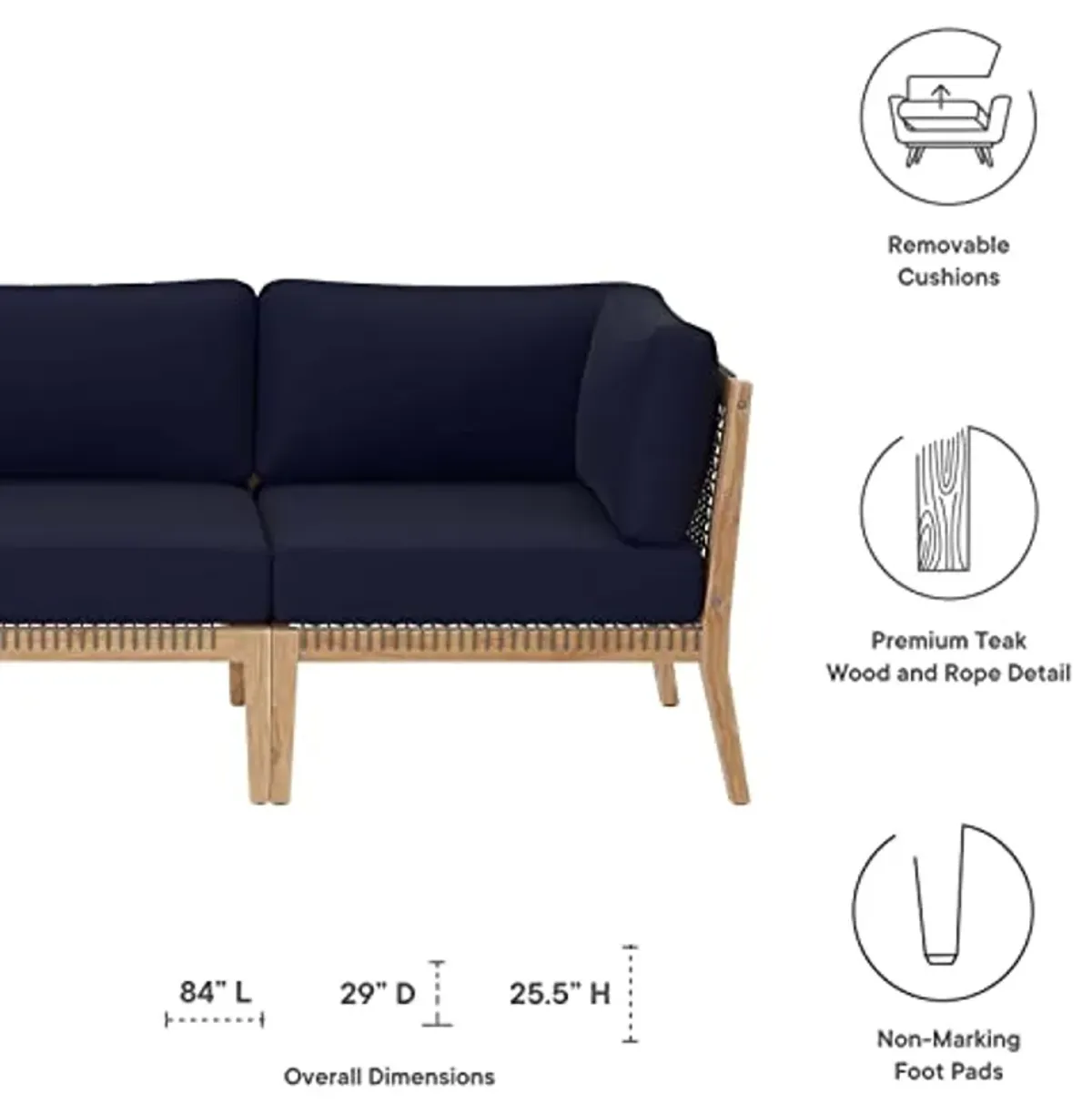 Modway Clearwater Sofas, Gray Navy