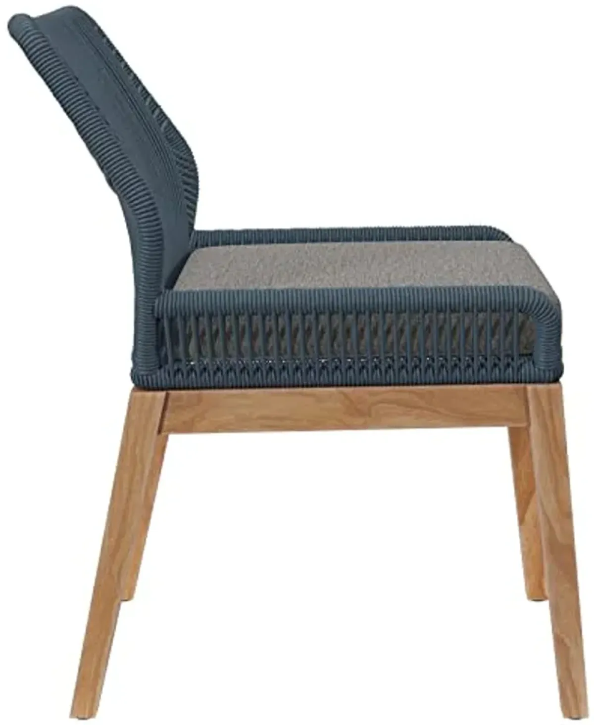 Modway Wellspring Outdoor Patio Teak and Woven Rope Dining Chair in Blue Graphite