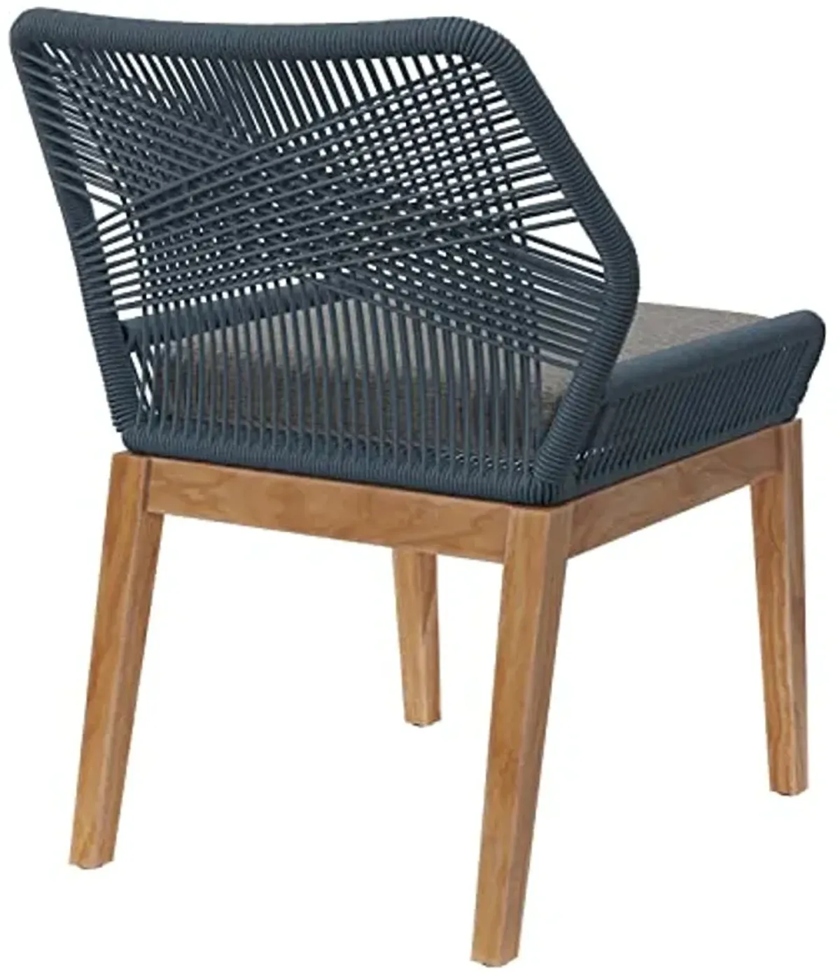 Modway Wellspring Outdoor Patio Teak and Woven Rope Dining Chair in Blue Graphite