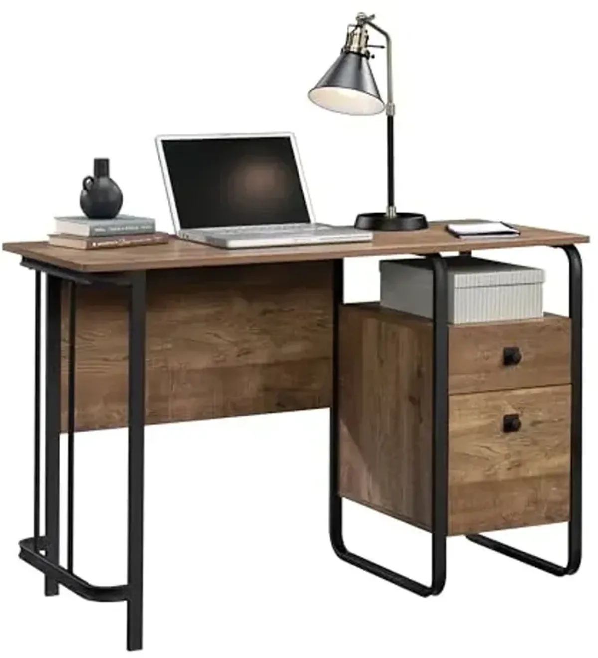 Sauder Station House Single Pedestal Desk, Etched Oak Finish