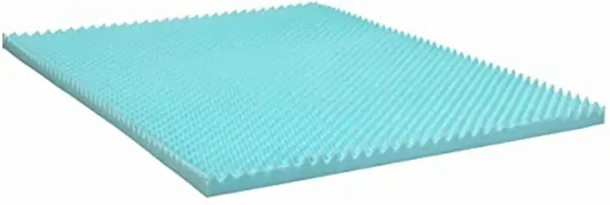 Beautyrest Cool Wave Plus Convoluted Pressure-Relieving Memory Foam Mattress Topper, Queen, 3-Inch,Blue