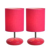 Simple Designs LT2005-PNK-2PK Stonies Small Stone Look Table Bedside Lamp 2 Pack Set, Pink (Pack of 6, 12 Counts Total)