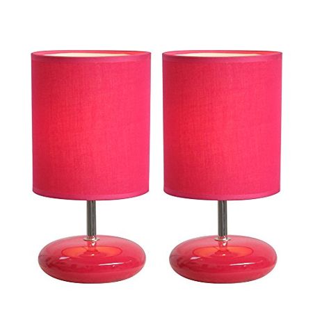 Simple Designs LT2005-PNK-2PK Stonies Small Stone Look Table Bedside Lamp 2 Pack Set, Pink (Pack of 6, 12 Counts Total)