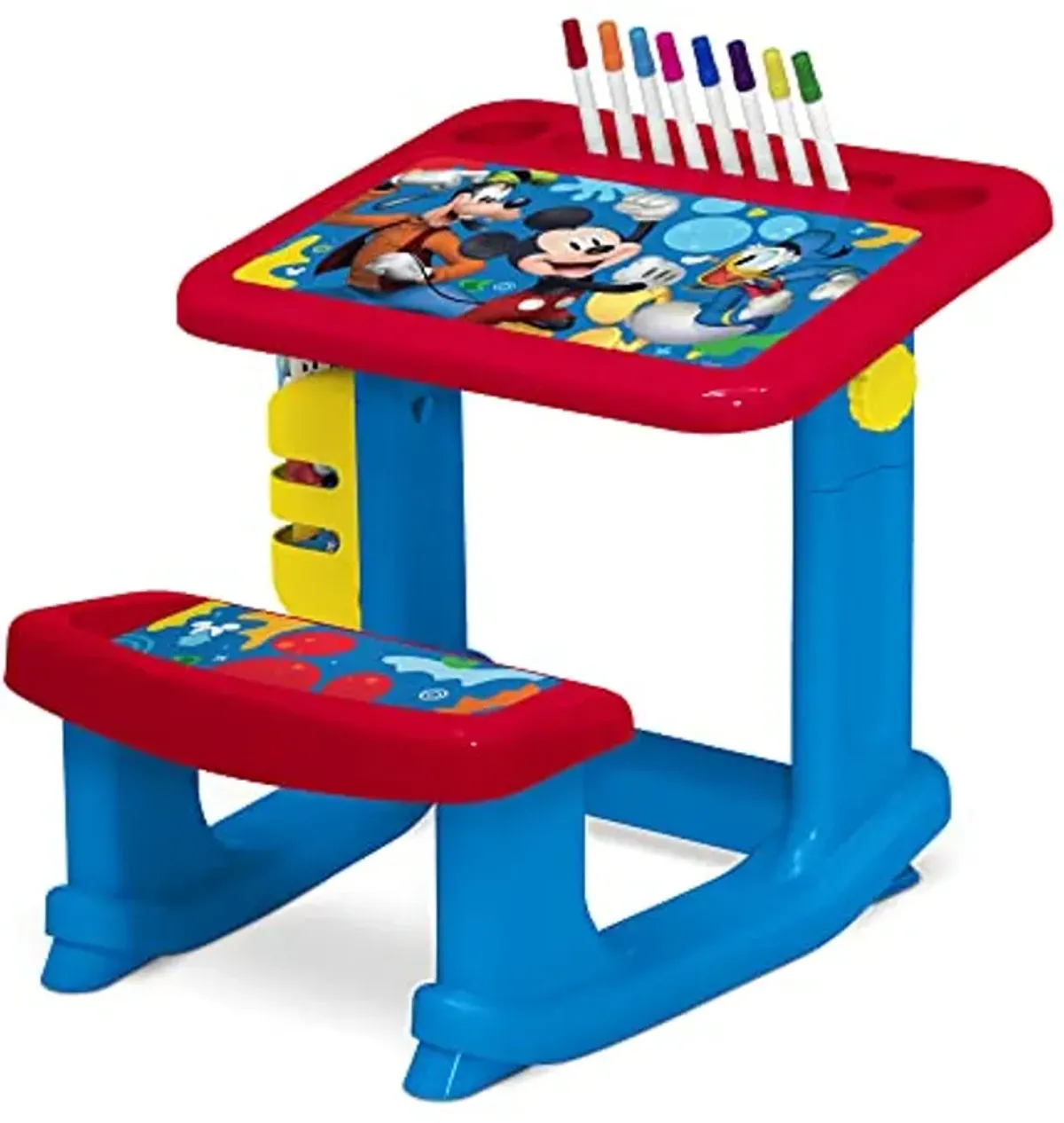 Disney Mickey Mouse Draw and Play Desk by Delta Children – Includes 10 Markers and Coloring Book, Blue