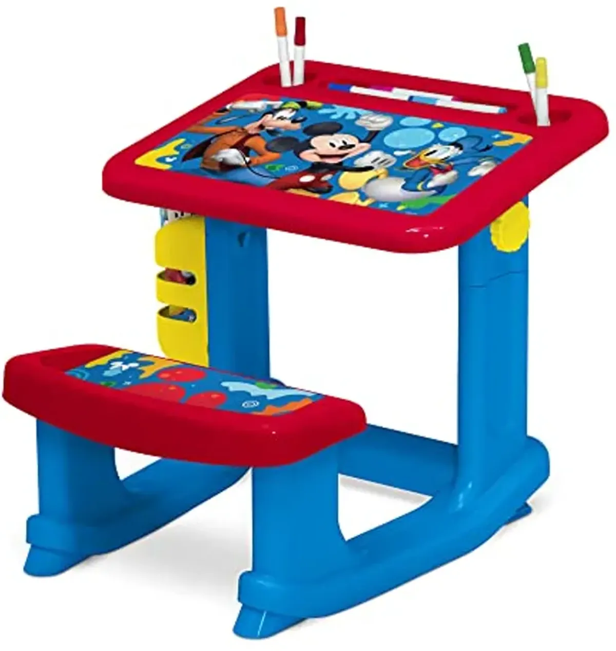 Disney Mickey Mouse Draw and Play Desk by Delta Children – Includes 10 Markers and Coloring Book, Blue