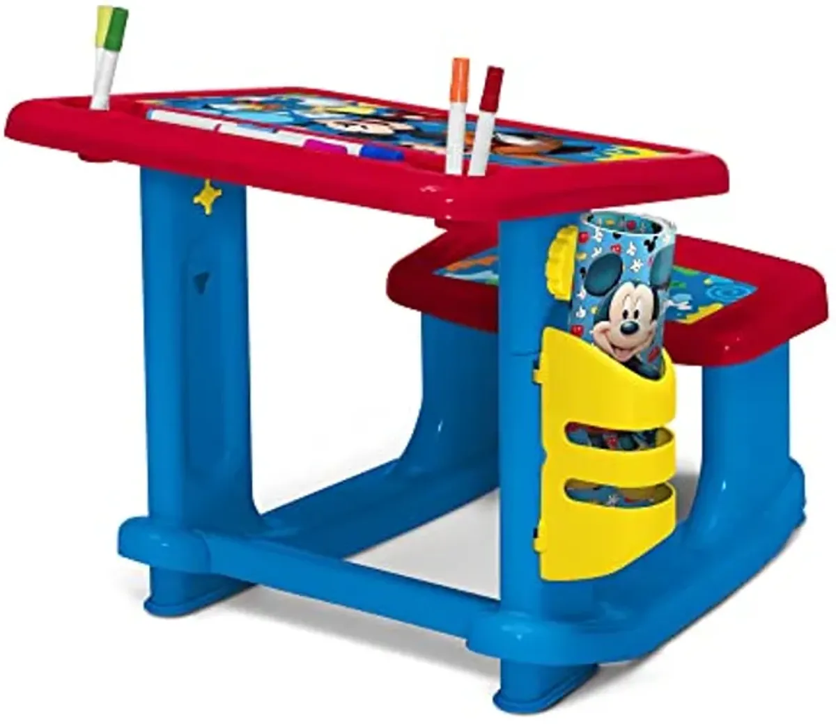 Disney Mickey Mouse Draw and Play Desk by Delta Children – Includes 10 Markers and Coloring Book, Blue