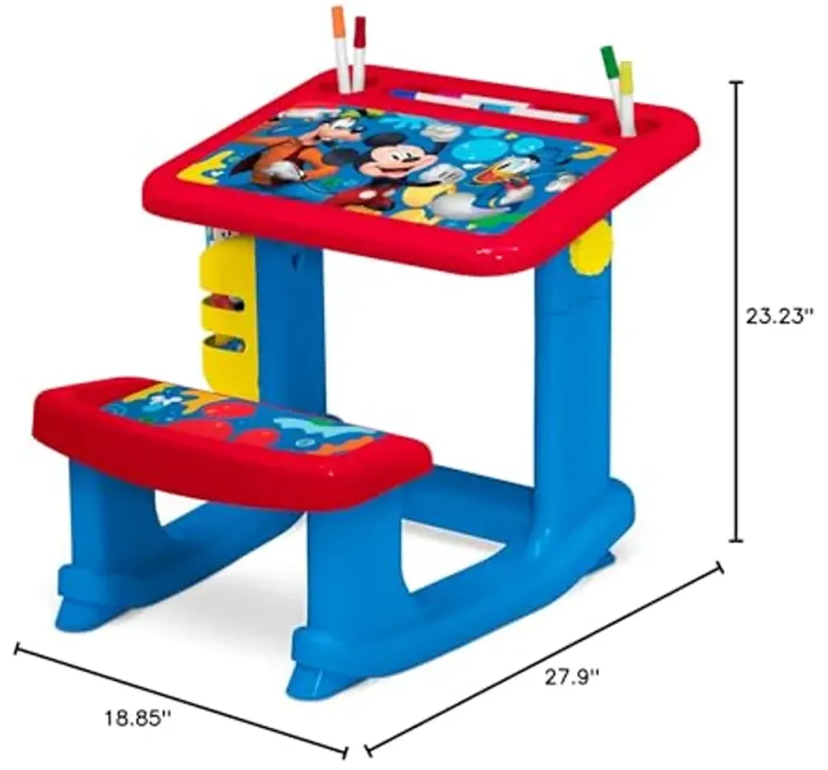 Disney Mickey Mouse Draw and Play Desk by Delta Children – Includes 10 Markers and Coloring Book, Blue