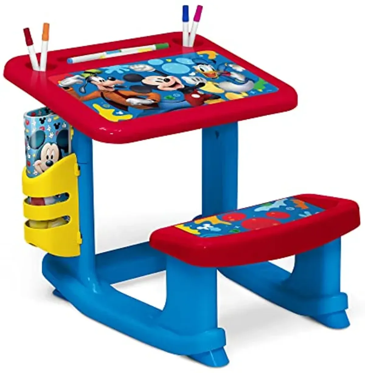 Disney Mickey Mouse Draw and Play Desk by Delta Children – Includes 10 Markers and Coloring Book, Blue