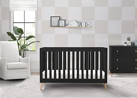 Delta Children Essex 4-in-1 Convertible Baby Crib, Ebony with Natural Legs