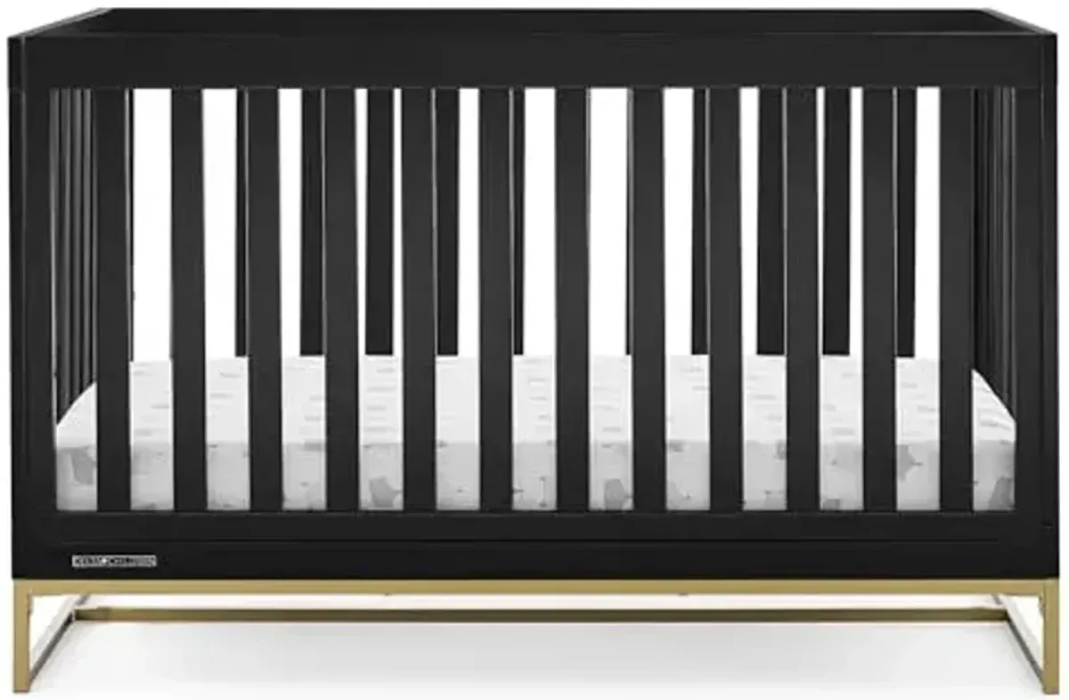 Delta Children Jade 4-in-1 Convertible Crib - Greenguard Gold Certified, Ebony/Bronze