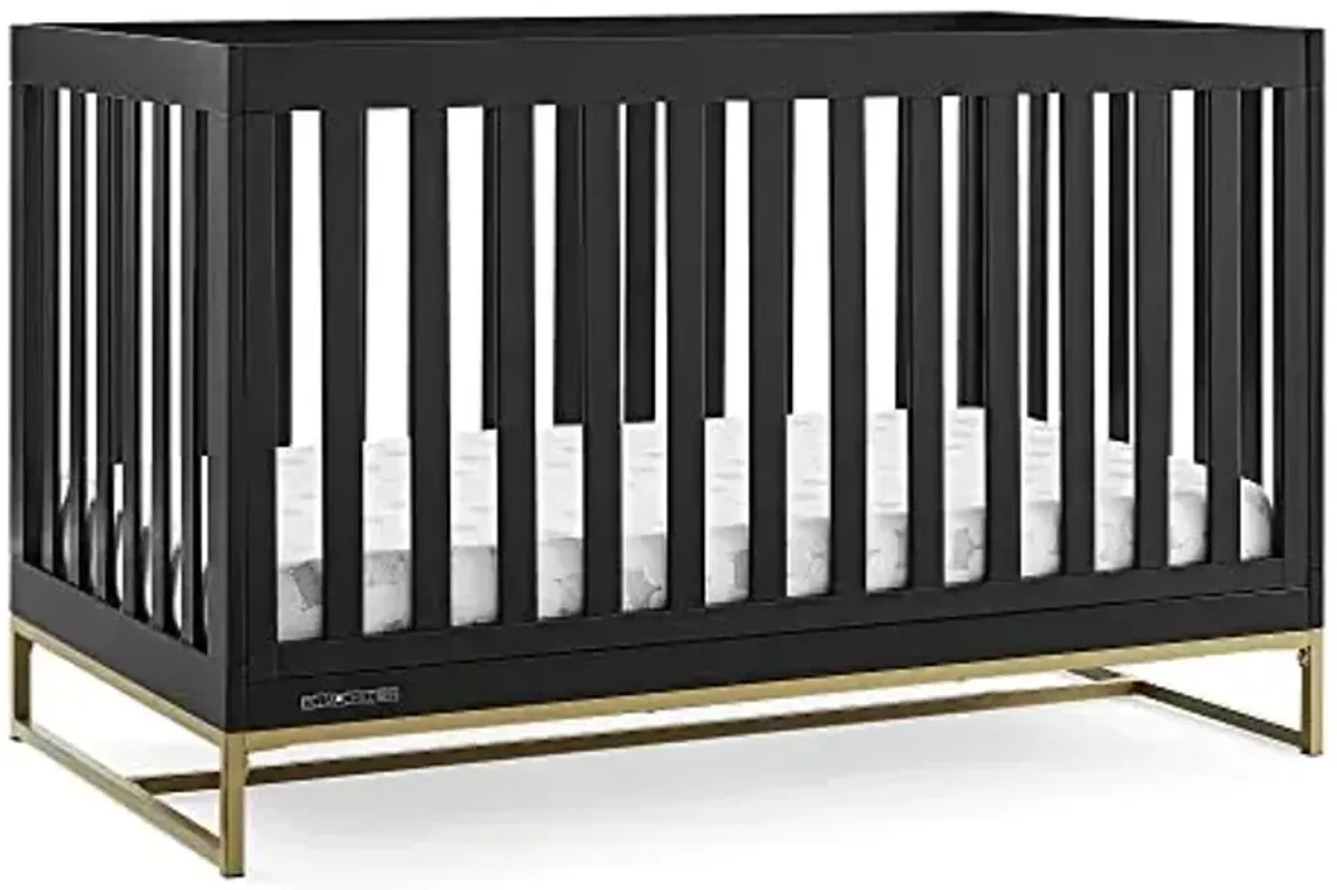 Delta Children Jade 4-in-1 Convertible Crib - Greenguard Gold Certified, Ebony/Bronze
