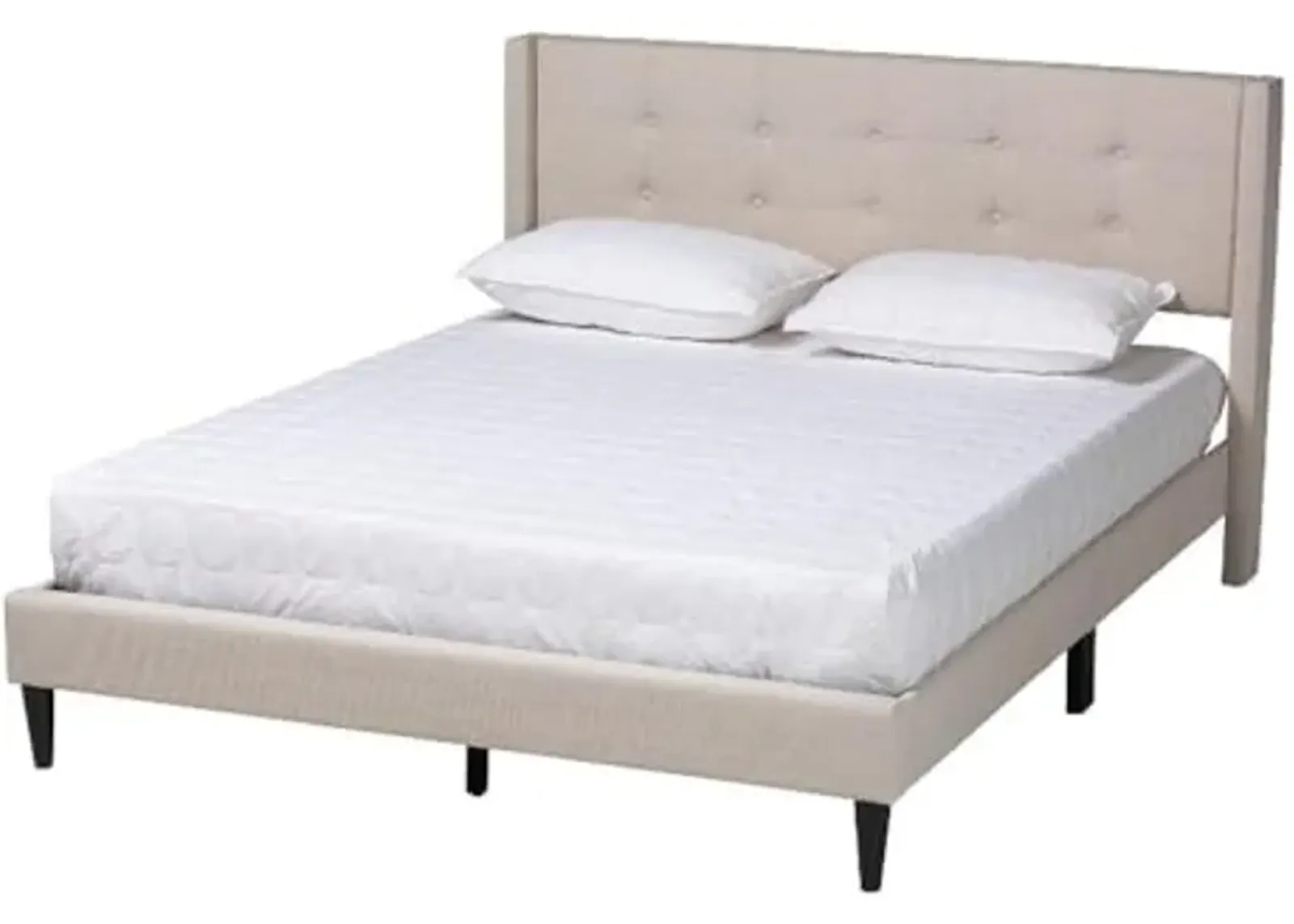 Baxton Studio Casol Mid-Century Modern Transitional Beige Fabric Upholstered Full Size Platform Bed