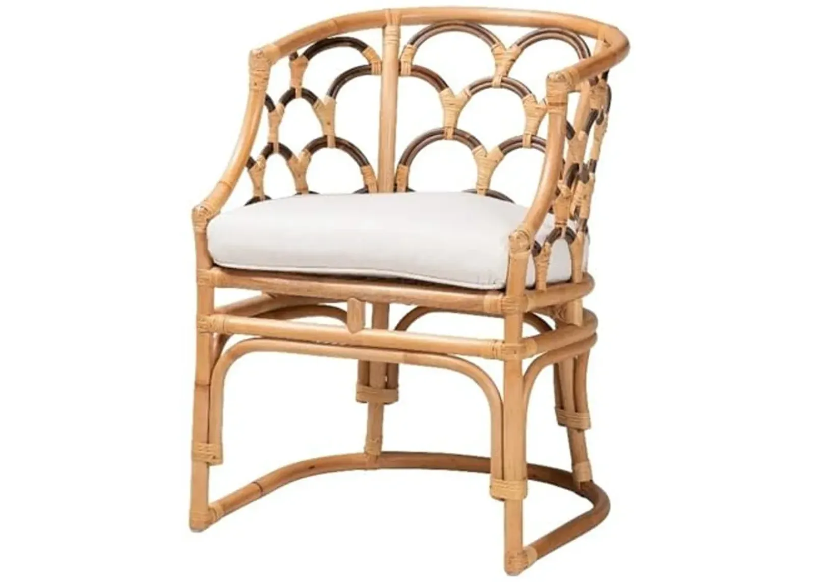 Baxton Studio Aster Modern Bohemian Natural Brown Rattan Armchair