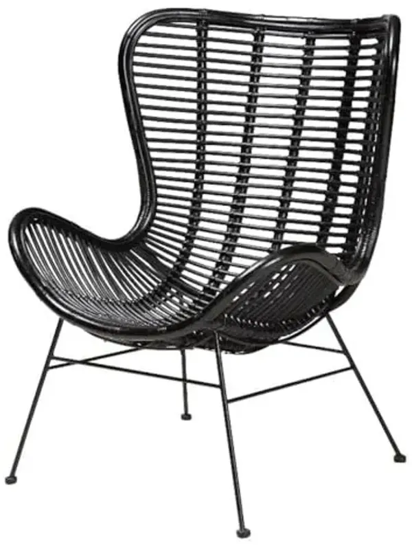 Baxton Studio Colorado Modern Bohemian Black Rattan and Metal Accent Chair