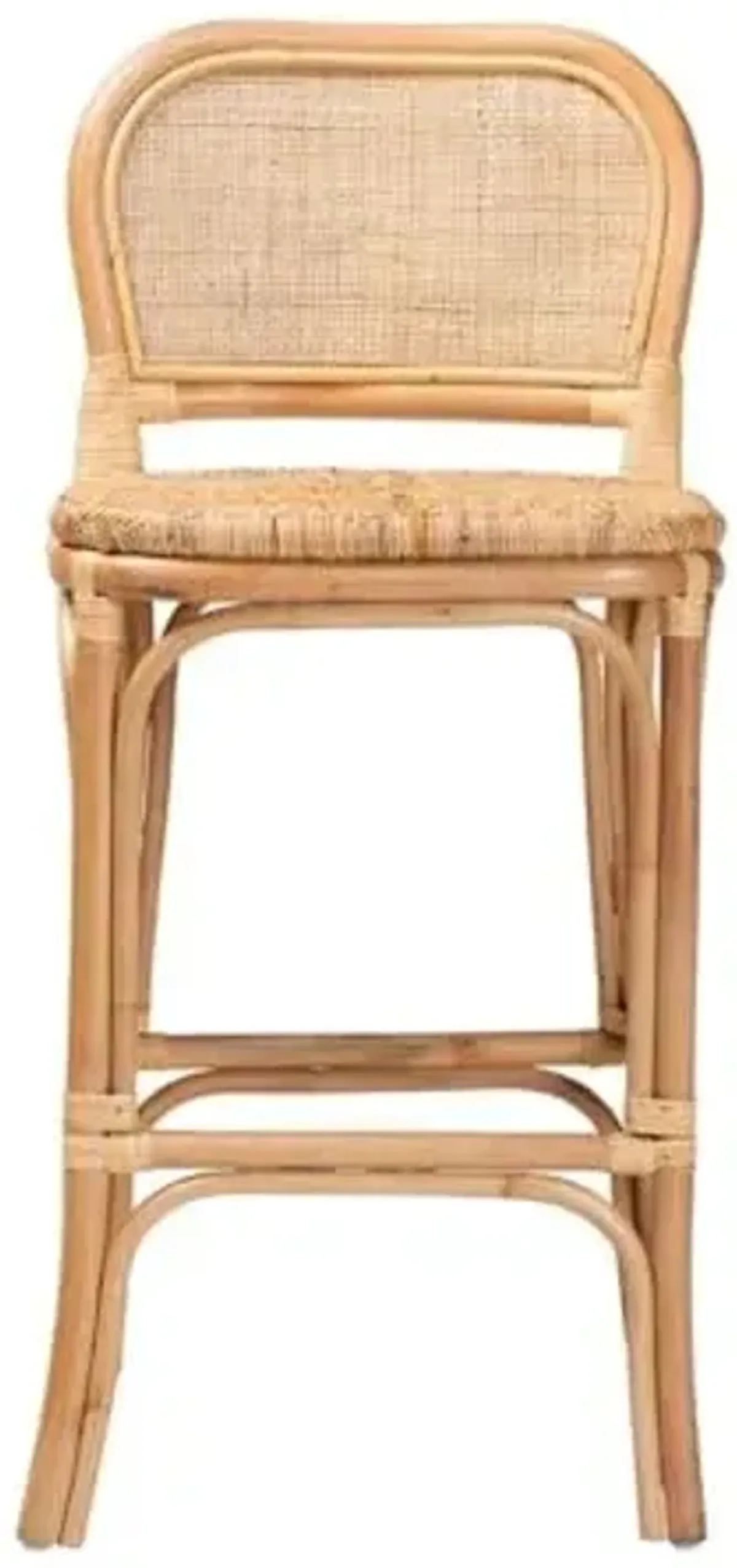 Baxton Studio Adrena Modern Bohemian Natural Brown Rattan Bar Stool