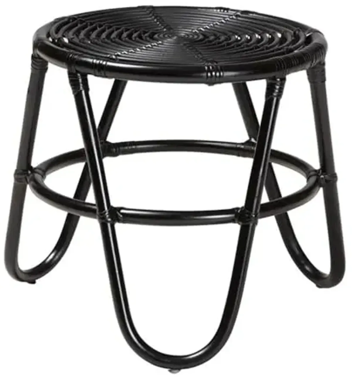Baxton Studio Pertessa Modern Bohemian Black Finished Rattan End Table
