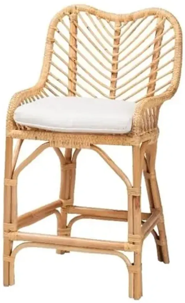Baxton Studio Arween Modern Bohemian Natural Brown Rattan Counter Stool