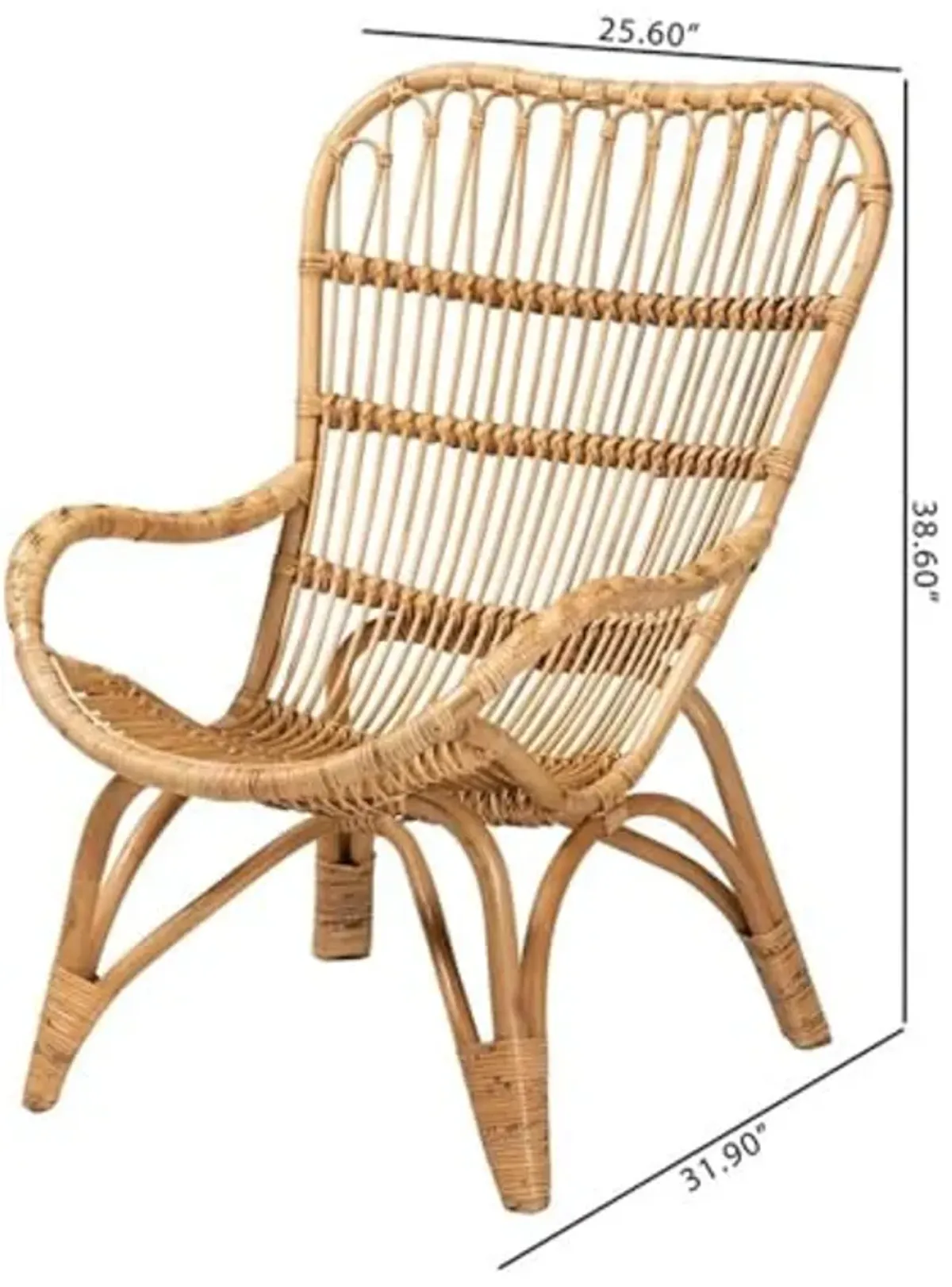 Baxton Studio Earvin Modern Bohemian Natural Brown Rattan Armchair