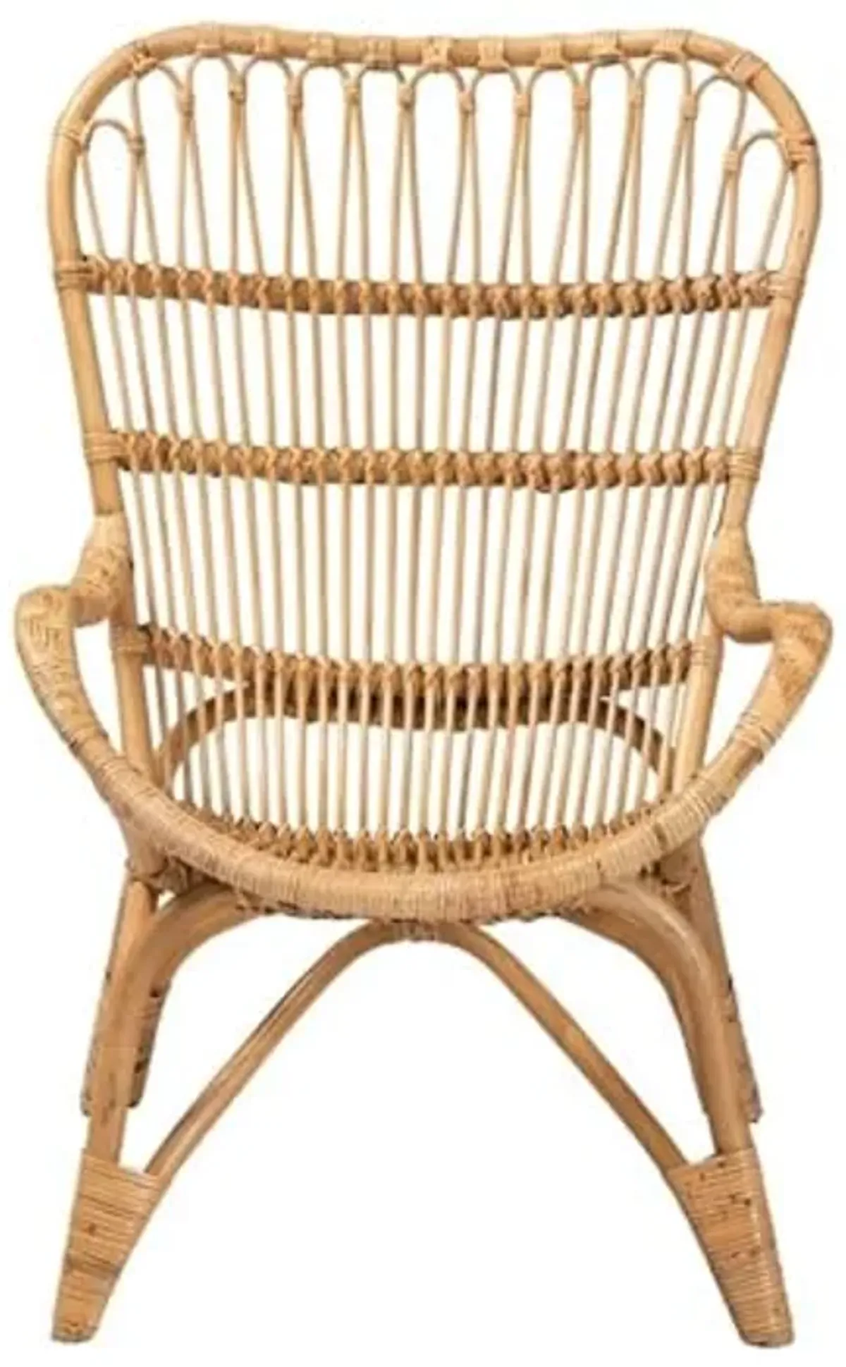 Baxton Studio Earvin Modern Bohemian Natural Brown Rattan Armchair