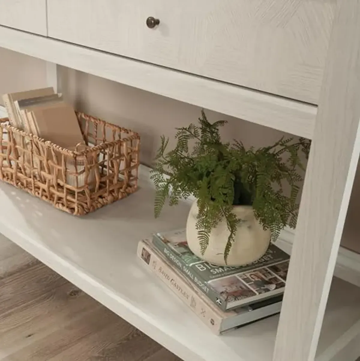 Sauder Larkin Ledge Console Table, Glacier Oak Finish