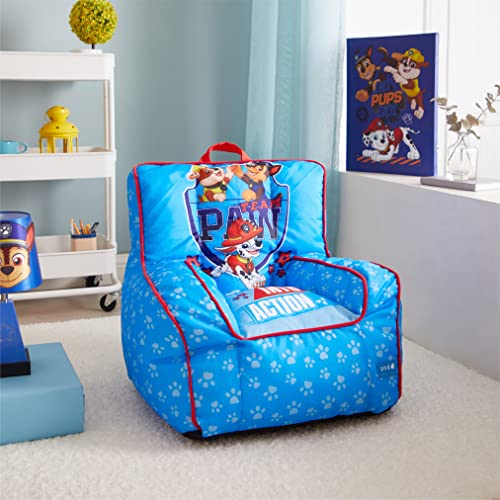 Idea Nuova Paw Patrol Kids Nylon Bean Bag Chair with Piping & Top Carry