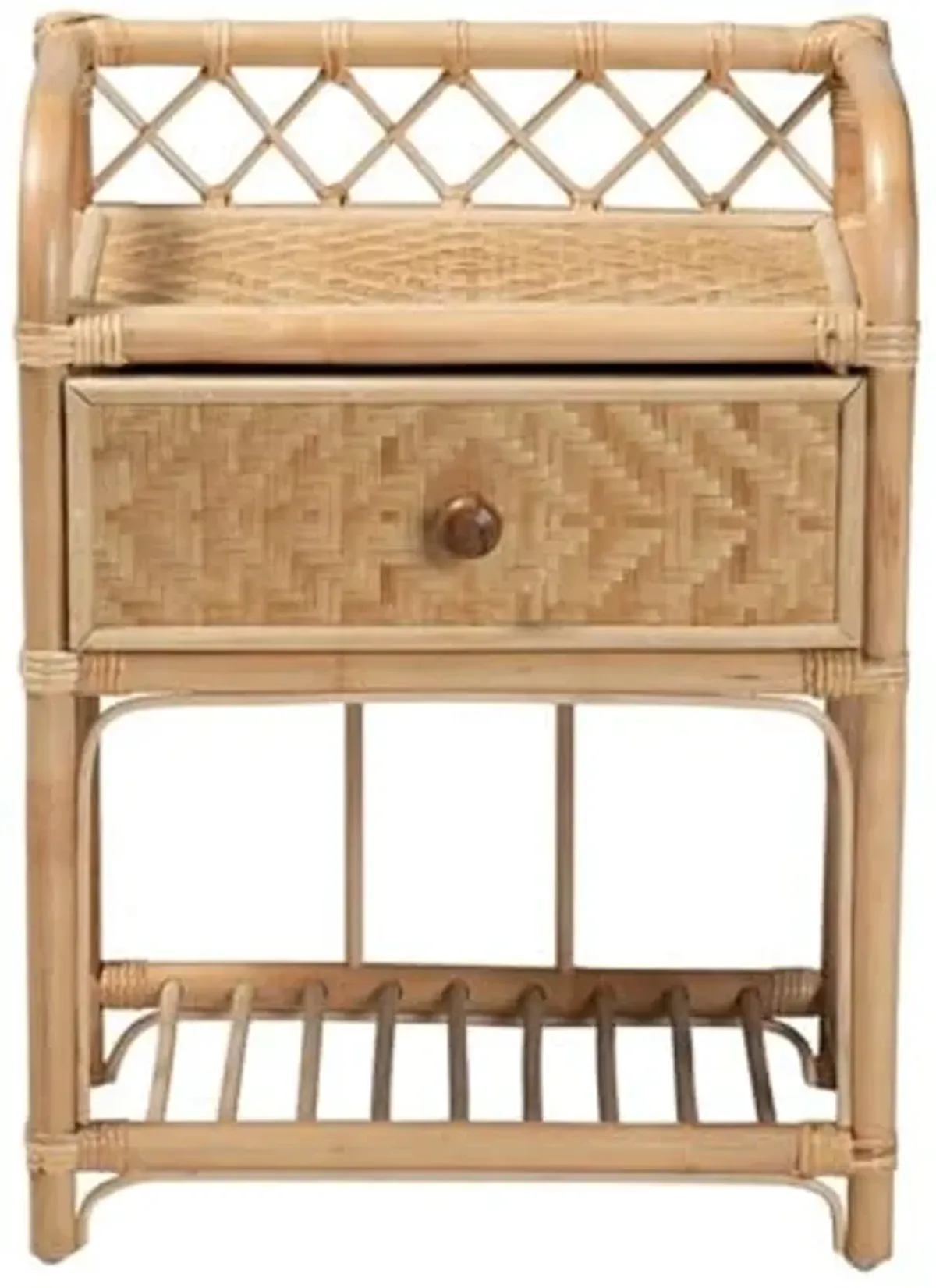 Baxton Studio Kobie Modern Bohemian Natural Brown Rattan 1-Drawer Nightstand