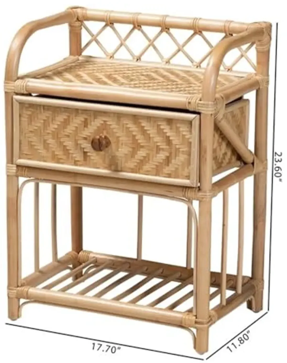 Baxton Studio Kobie Modern Bohemian Natural Brown Rattan 1-Drawer Nightstand