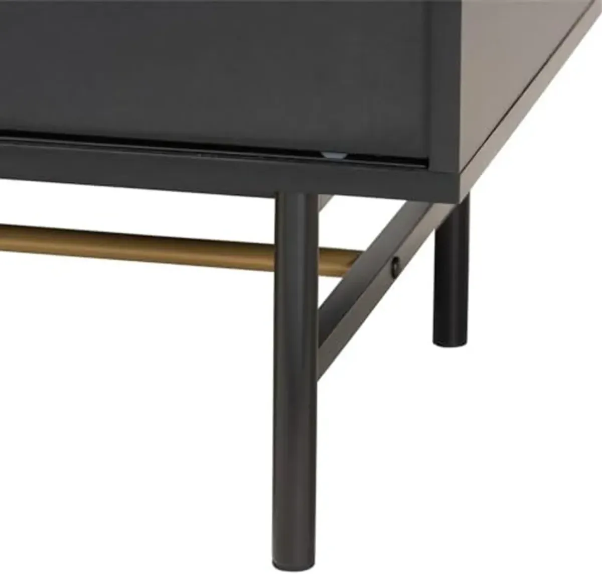 Baxton Studio Truett Modern Dark Brown Finished Wood and Two-Tone Black and Gold Metal TV Stand