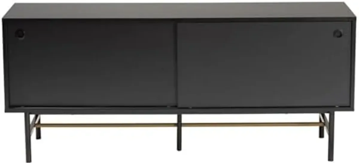 Baxton Studio Truett Modern Dark Brown Finished Wood and Two-Tone Black and Gold Metal TV Stand