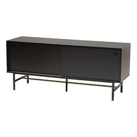 Baxton Studio Truett Brown Wood and Two-Tone Black and Gold Metal TV Stand