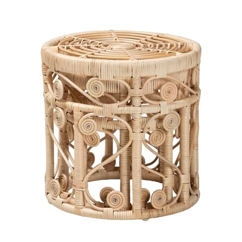 Baxton Studio Natural Brown Rattan 2-Piece Nesting End Table Set