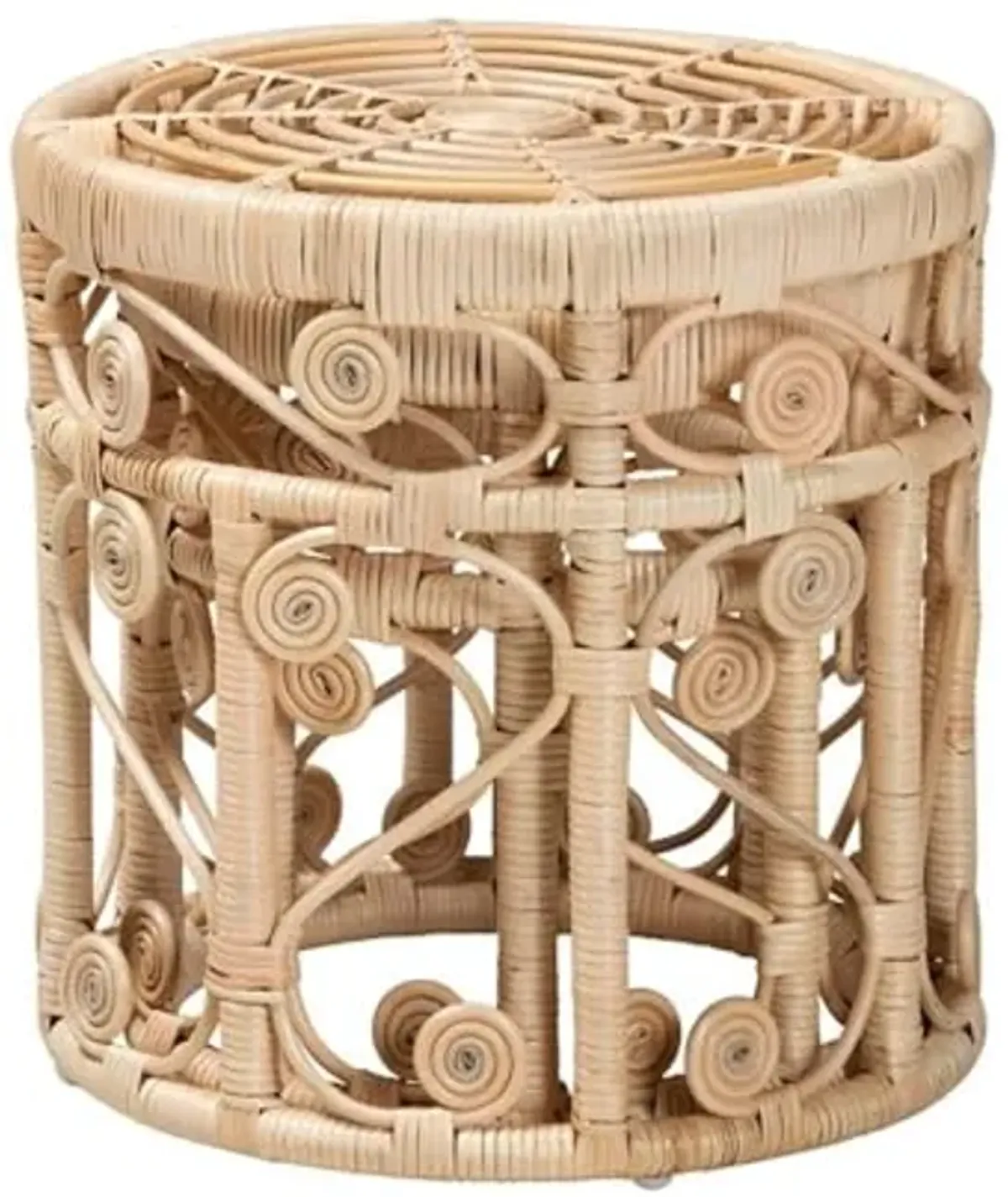 Baxton Studio Bowie Modern Bohemian Natural Brown Rattan 2-Piece Nesting End Table Set