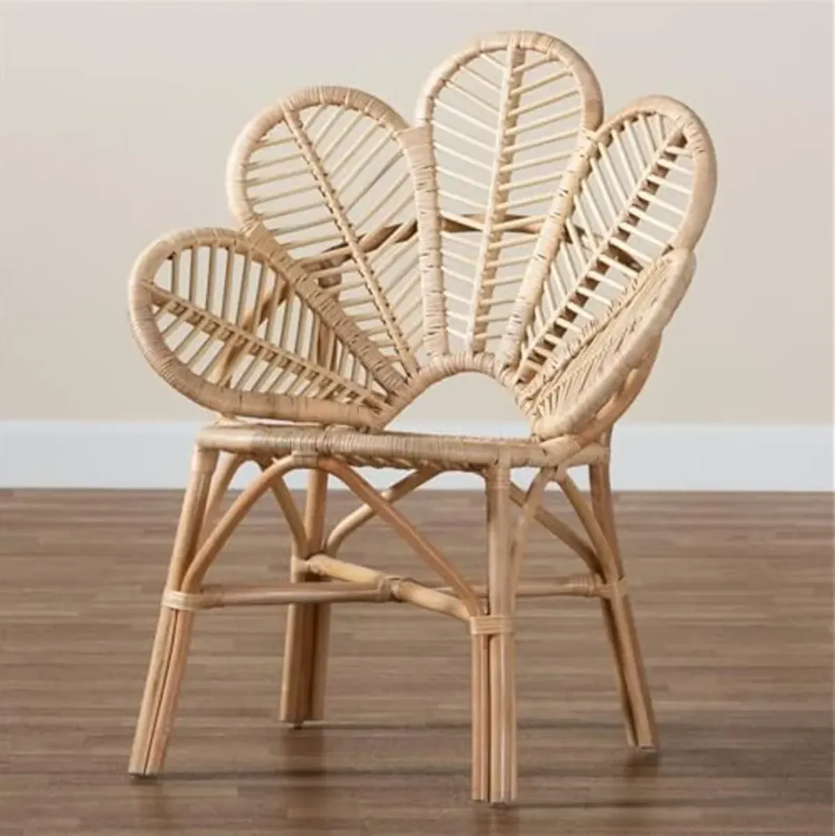 Baxton Studio Bianca Modern Bohemian Natural Brown Rattan Flower Chair