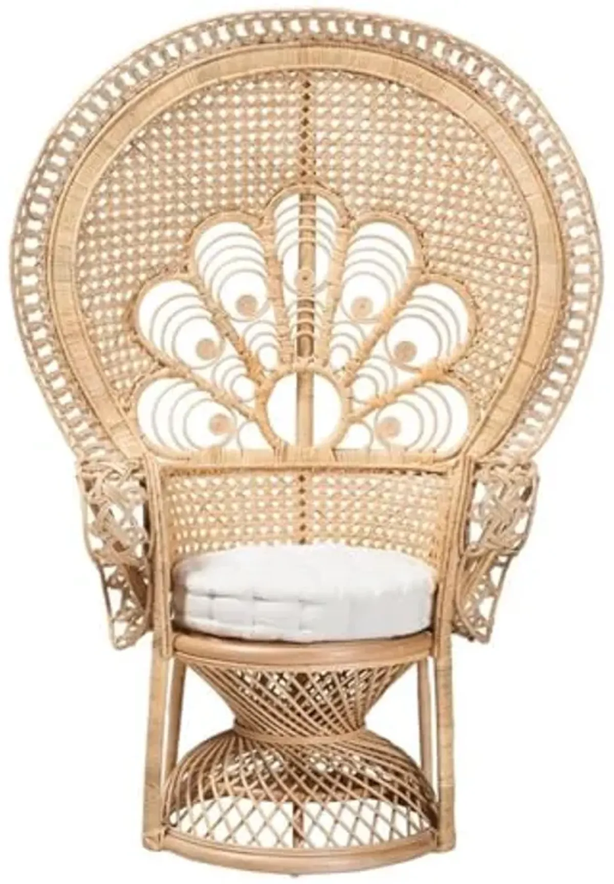 Baxton Studio Ediva Modern Bohemian Natural Brown Rattan Peacock Accent Chair