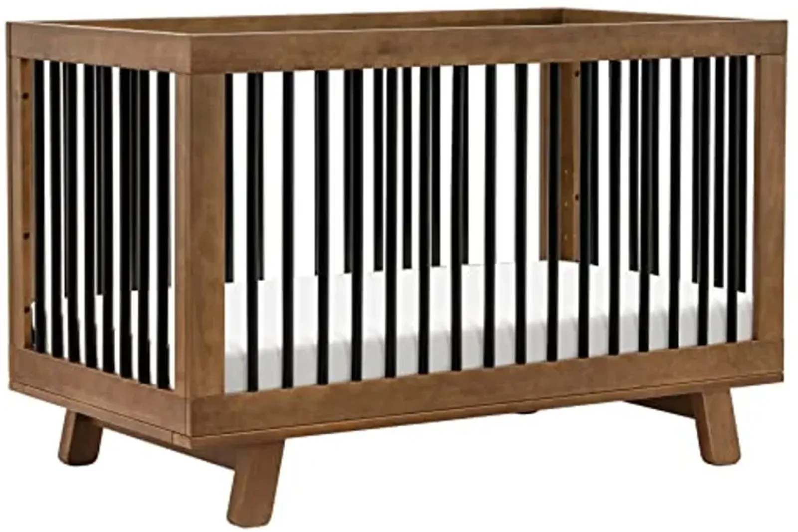 babyletto Hudson 3-in-1 Convertible Crib with Toddler Bed Conversion Kit in Natural Walnut/Black, Greenguard Gold Certified