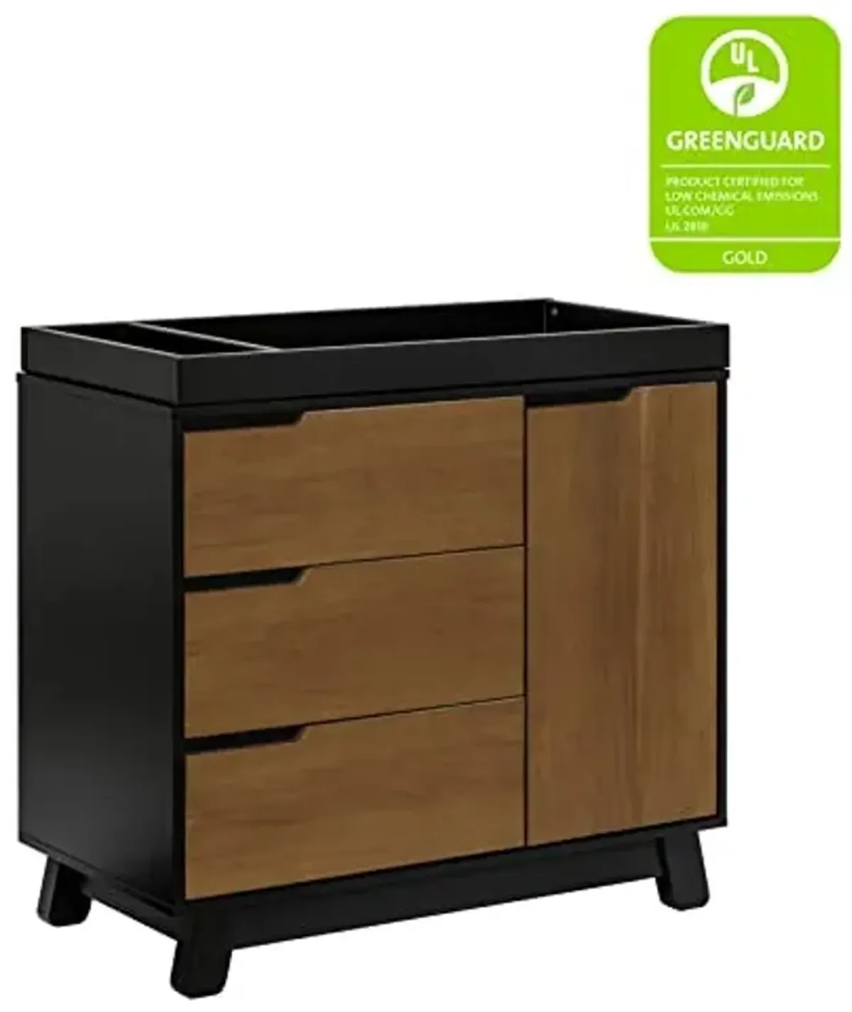 Babyletto Hudson Changing Table Dresser Combo w/Removable Tray - GREENGUARD Gold Certified 3-Drawer Baby Dresser with Table Top & Side Cabinet - Diaper Changing Station for Nursery, Easy to Assemble