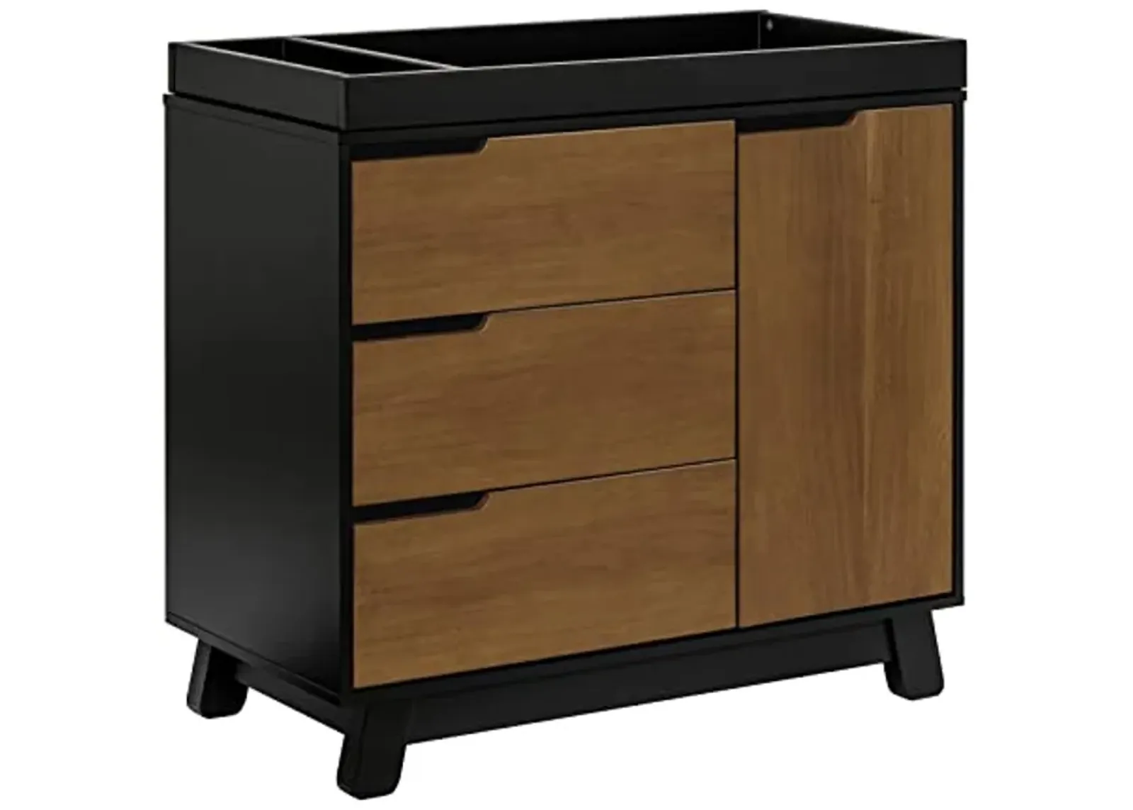 Babyletto Hudson 3-Drawer Changer Dresser with Removable Changing Tray in Black/Natural Walnut, Greenguard Gold Certified