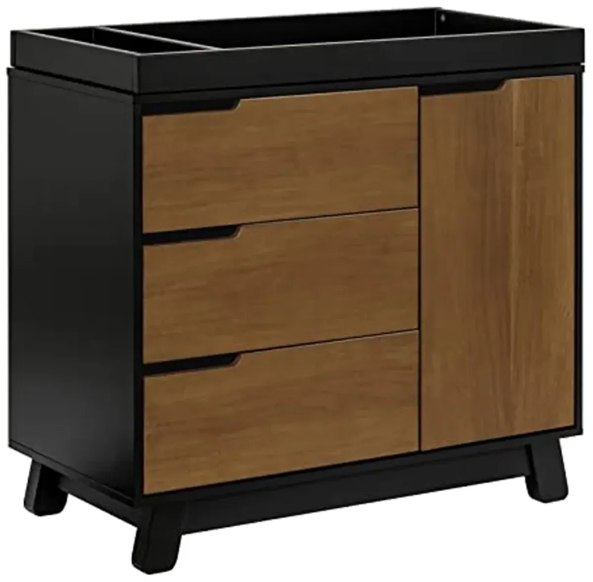 Babyletto Hudson 3-Drawer Changer Dresser with Removable Changing Tray in Black/Natural Walnut, Greenguard Gold Certified