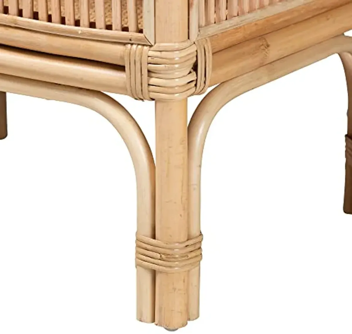 Baxton Studio Lombok Natural Rattan Console Table, 2-Tier