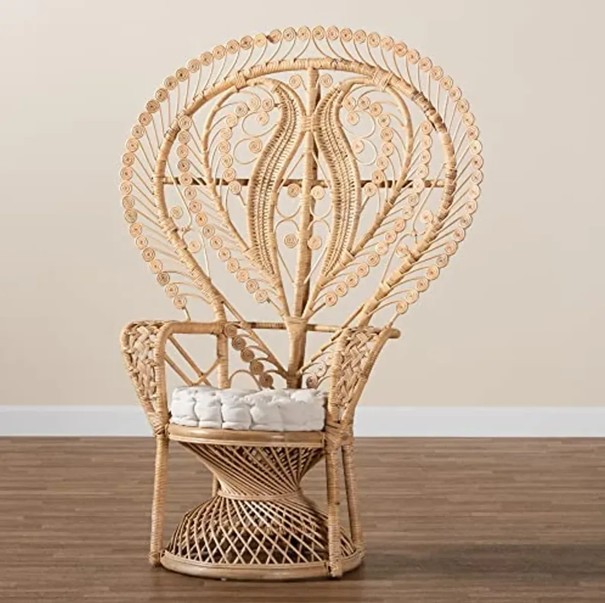 Bali & pari Fedra Modern Bohemian Natural Rattan Peacock Chair