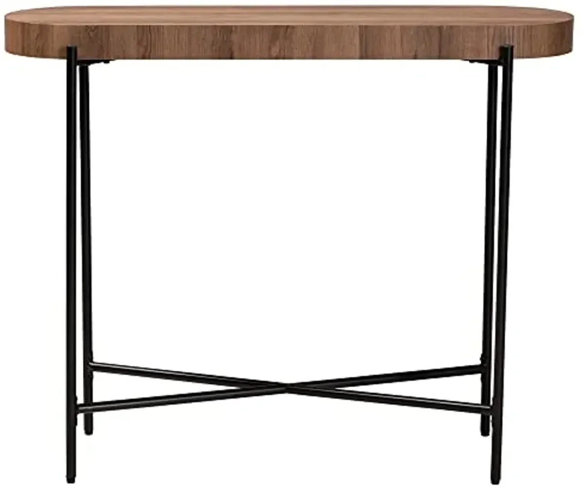 Baxton Studio Savion Console Table, One Size, Walnut Brown/Black