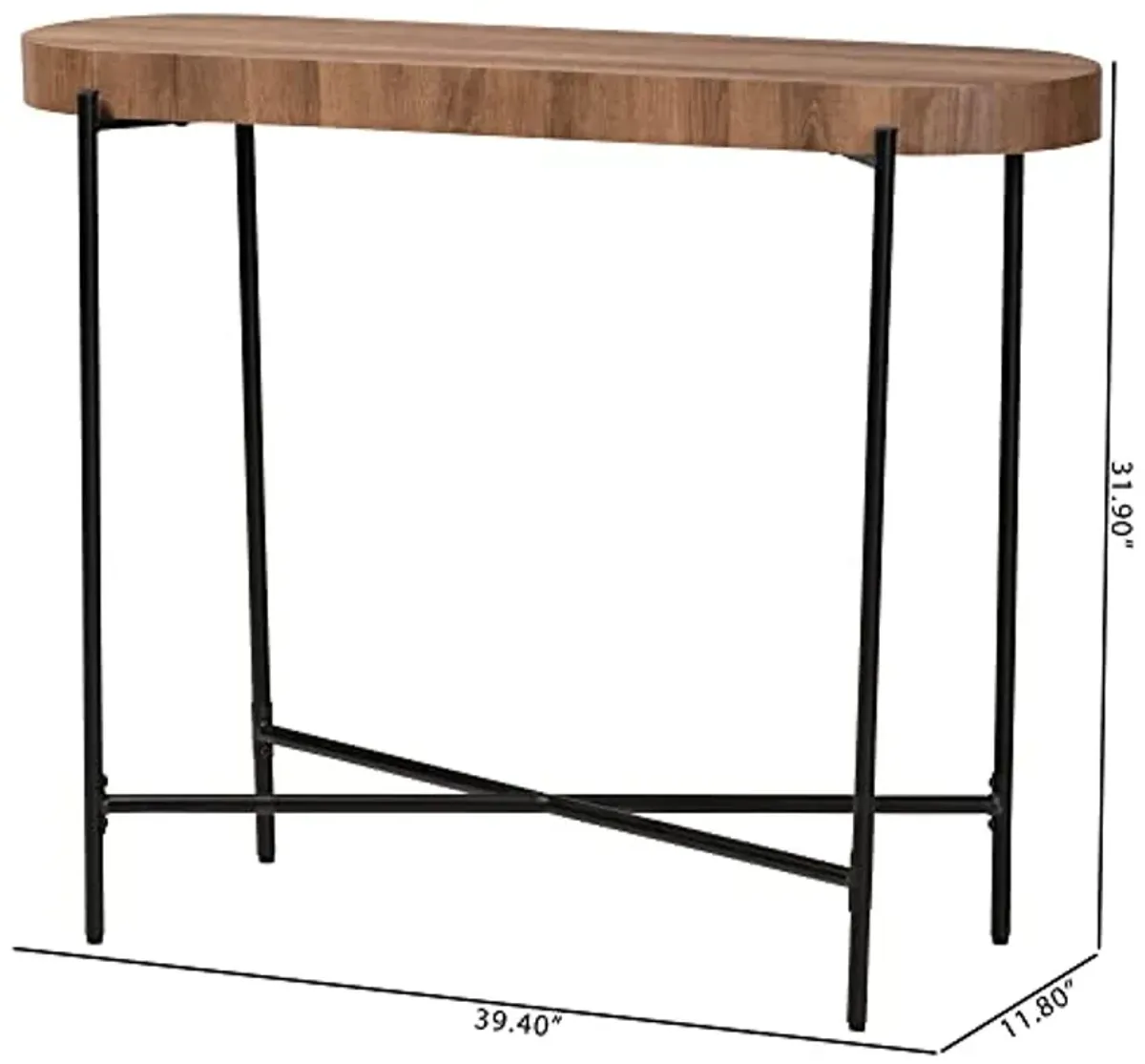 Baxton Studio Savion Console Table, One Size, Walnut Brown/Black