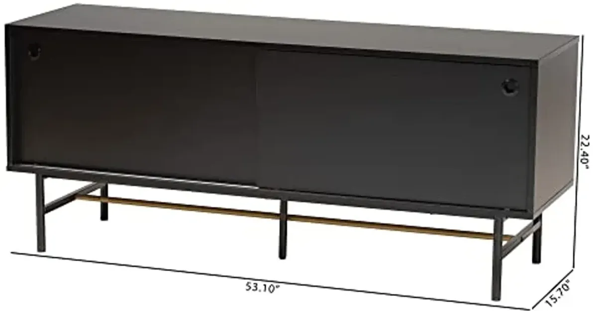 Baxton Studio Truett TV Stand, One Size, Dark Brown/Black/Gold